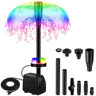 NATPOW Outdoor Fountain Pump with LED, RGB, 800 L/h, 15 W