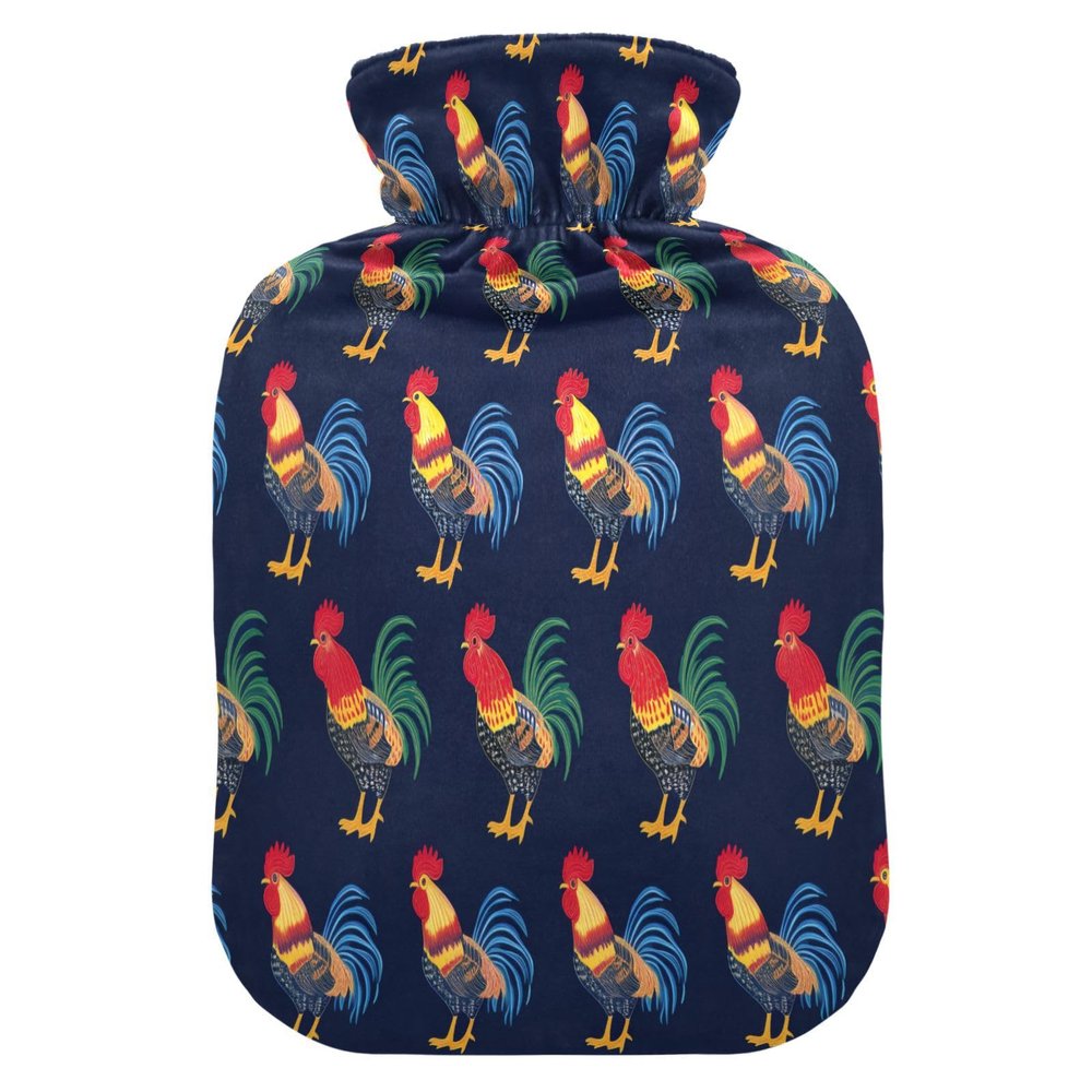 Hot Water Bottle with Fleece Cover, PVC, 1 Liter