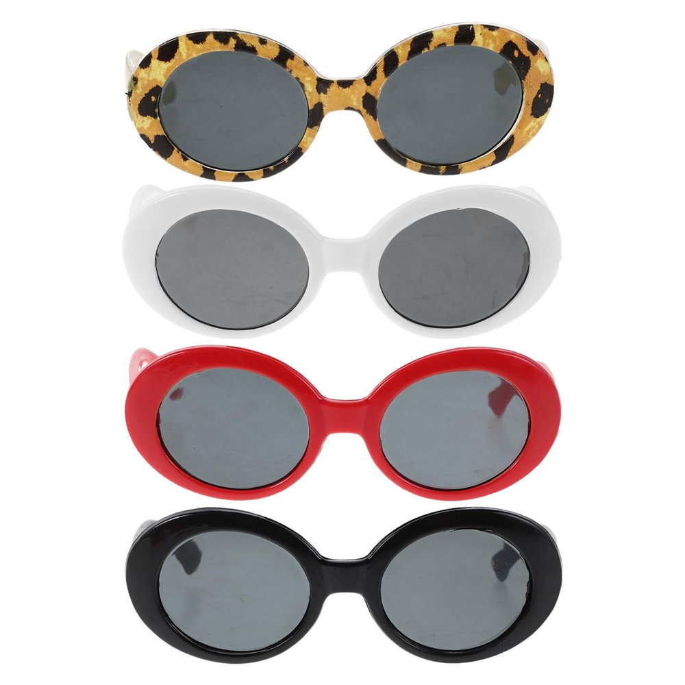 Hohopeti 4-Piece Small Pet Sunglasses for Dogs and Cats, Lightweight Retro UV Protection Glasses for Costumes and Photos