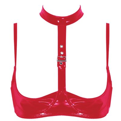 Sexy Women's Lingerie Set with High-Shine Halter-Neck Bra and Adjustable Straps