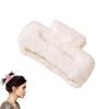 2PCS Soft Plush Hair Clips, Strong Hold, Non-Slip Hair Claws for Teen Girls and Women, White view 1