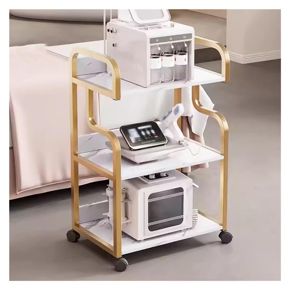 SXYKXYDL Mobile Beauty Salon Cart with Wheels, Gold Finish