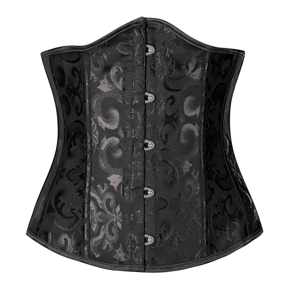 Women's Gothic Halloween Corset Top with Floral Print, Front Closure and Lacing