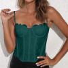 Women's Halloween Corset Top, Black Lace Gothic Bustier with Adjustable Straps and Buckle view 2