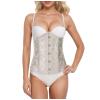 Women's Gothic Halloween Corset with Floral Print view 1
