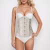 Women's Gothic Halloween Corset with Floral Print view 2