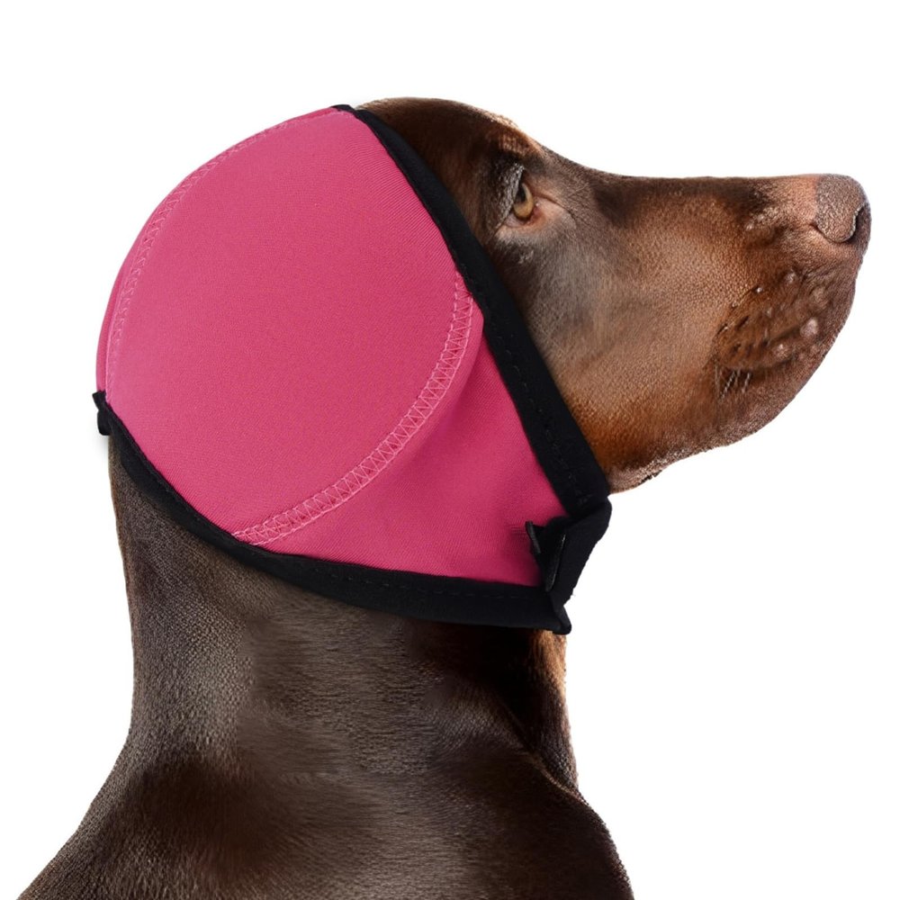 Flanliy Dog Ear Protectors with Noise Reduction, Adjustable Wrap, Pink, M