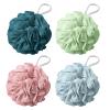 flintronic 4-Piece Bath Sponge Set, 60 g Shower Loofah Poufs, Pink, Blue, Green & Dark Blue view 1