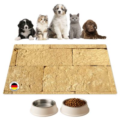 Pet Bowl Mat | Beige Premium Vinyl Feeding Mat for Dogs and Cats - 60x40 cm