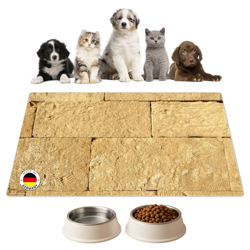 Pet Bowl Mat | Beige Premium Vinyl Feeding Mat for Dogs and Cats - 60x40 cm