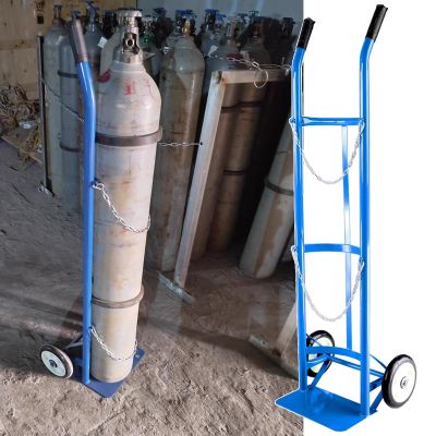 Heavy-Duty Oxygen Cylinder Holder with Large Wheels, Steel Storage Shelf and 2 Safety Chains, for 40/50-Liter Cylinders
