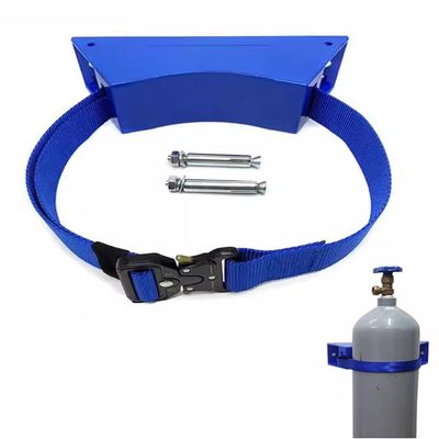 Adjustable Oxygen Cylinder Holder, Heavy-Duty Wall Rack with Safety Chain and Expansion Bolts, CO2 Tank Rack, Blue, 1 Pc