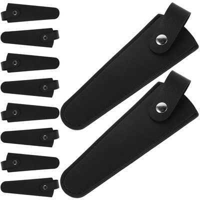 STOBAZA 10-Pack Leather Protective Pouches for Haircutting Scissors with Non-Slip Grip and Quick Identification for Salon Stylists