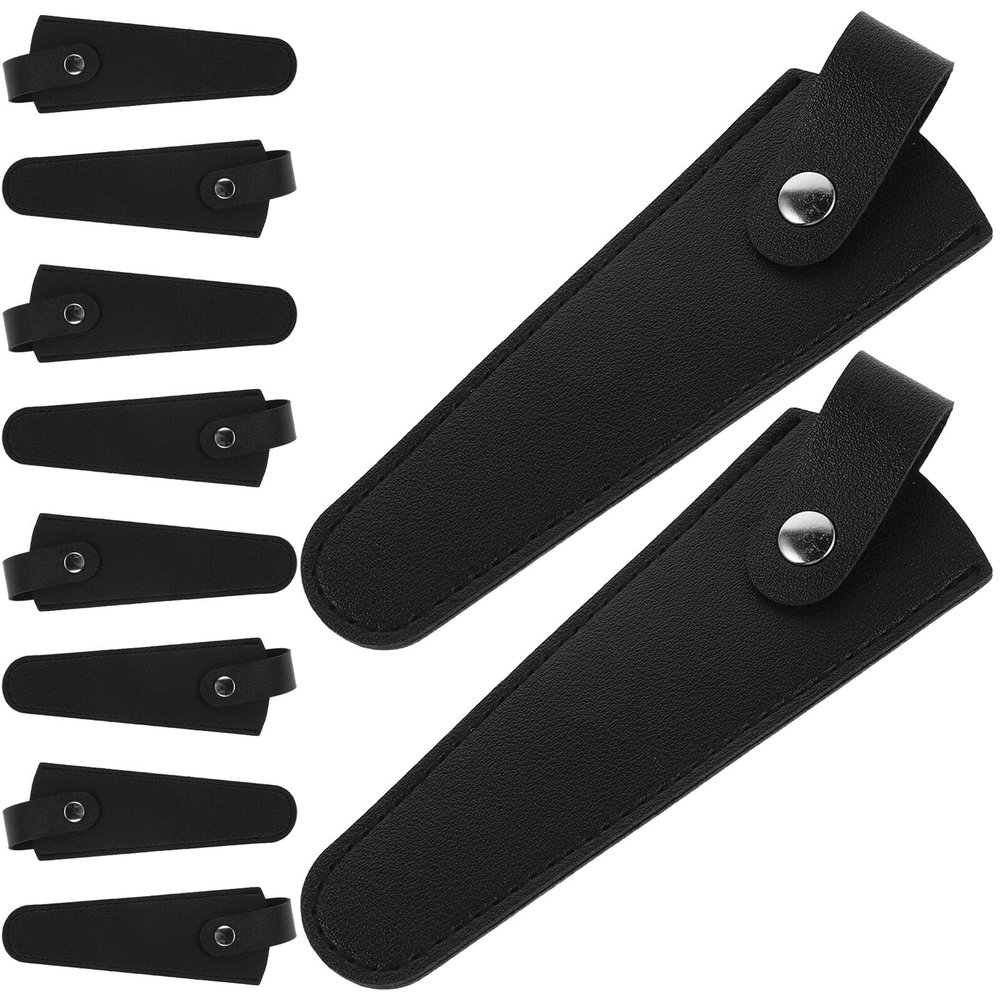 STOBAZA 10-Pack Leather Protective Pouches for Haircutting Scissors with Non-Slip Grip and Quick Identification for Salon Stylists