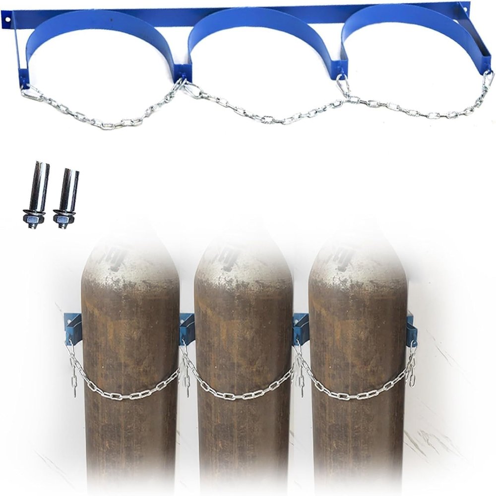 Wall-Mounted Metal Gas Cylinder Holder with Safety Chain, 95 cm Long