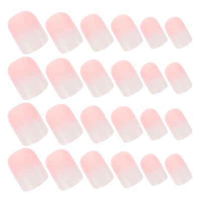 Short Square Artificial Fingernails, Pink Gradient, 6