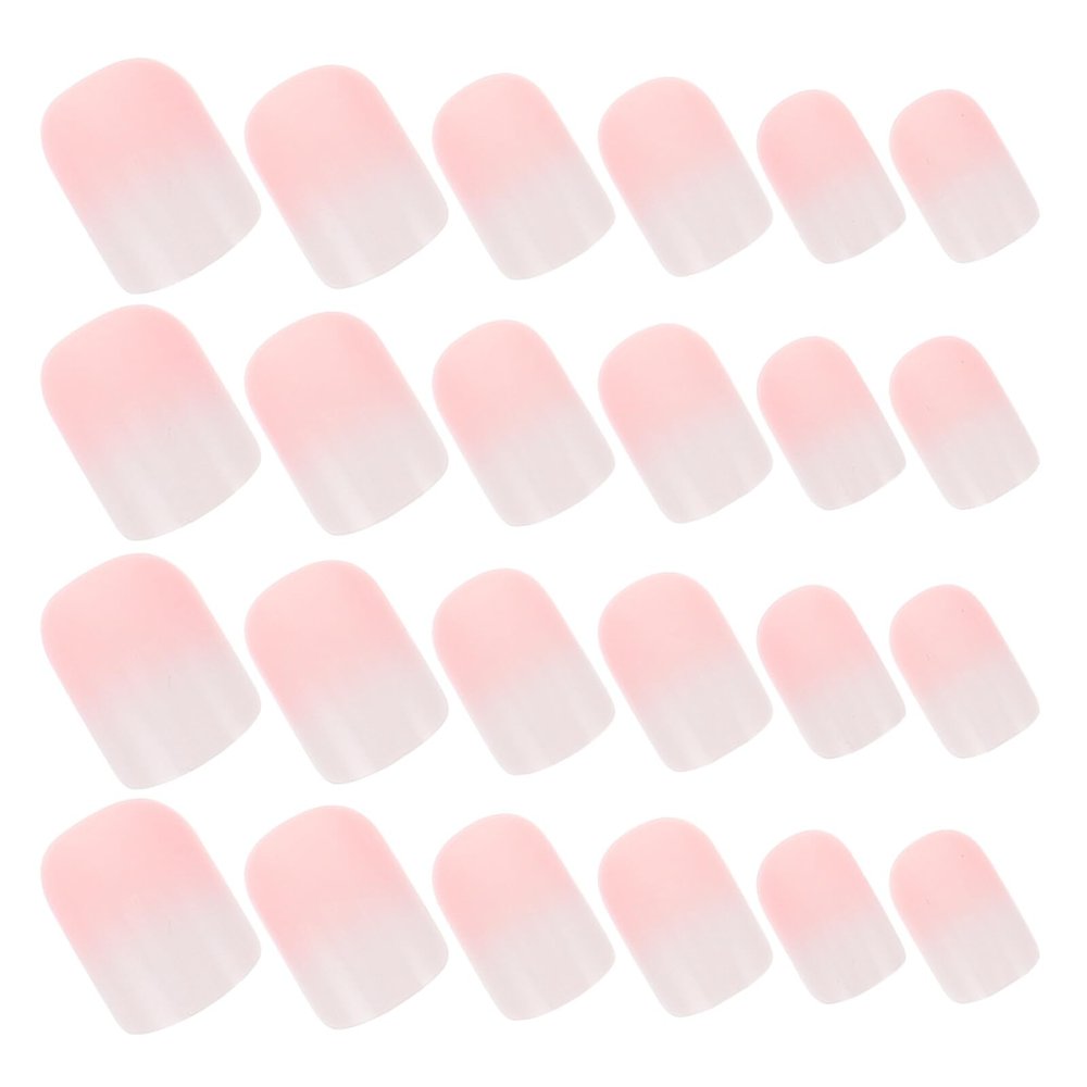 Short Square Artificial Fingernails, Pink Gradient, 6