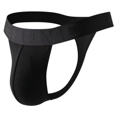 ZC8bdbd Sexy Men's Thongs and G-Strings, Low-Rise Pouch Jock Strap with T-Back, Highly Stretchy, Black, Large