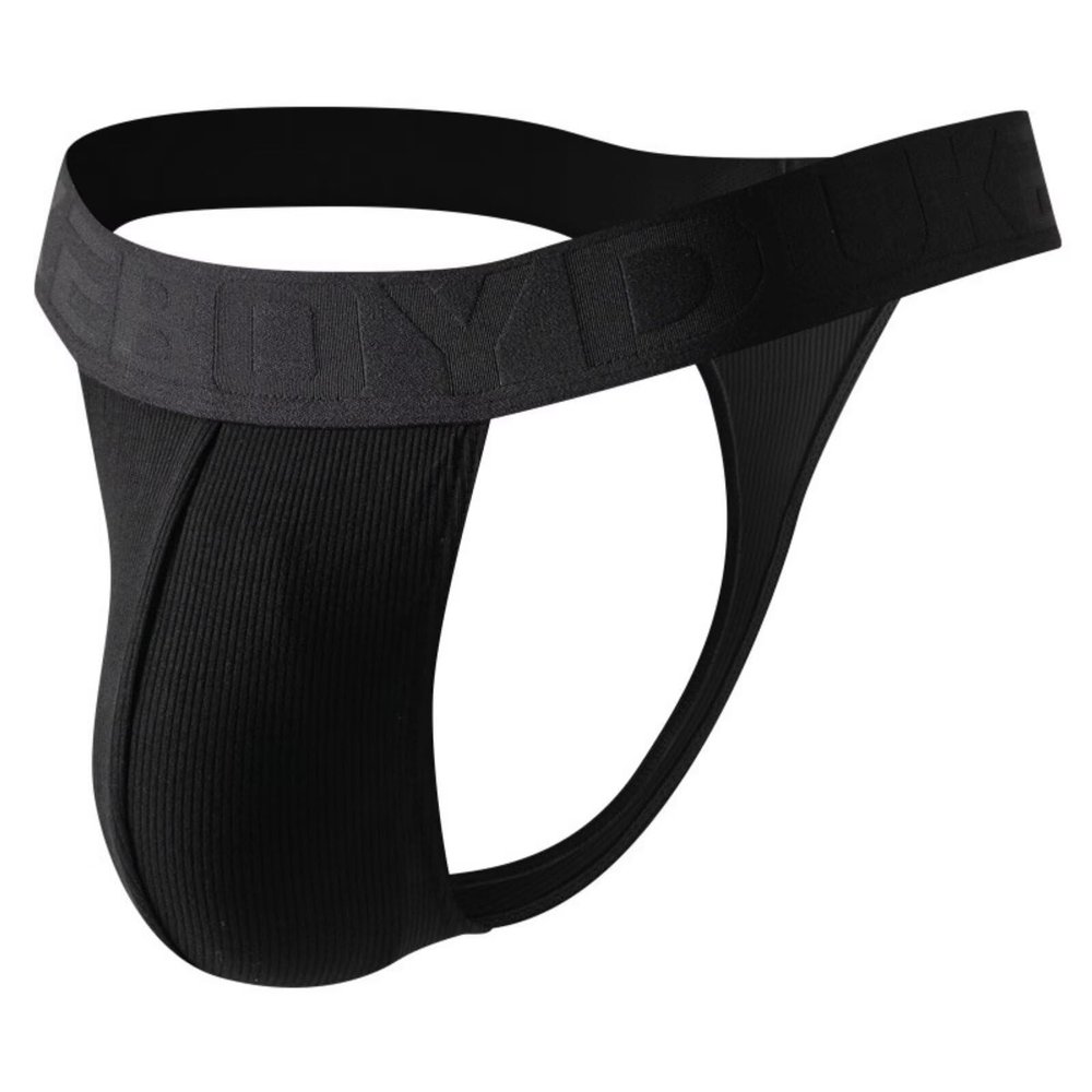 ZC8bdbd Sexy Men's Thongs and G-Strings, Low-Rise Pouch Jock Strap with T-Back, Highly Stretchy, Black, Large