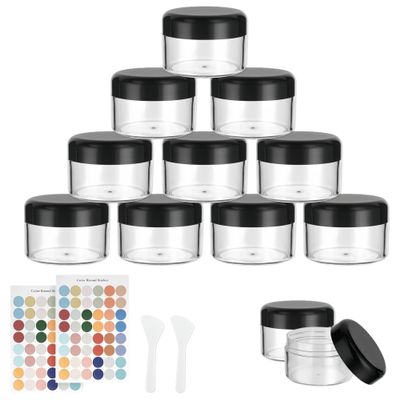 Flintronic 24-Pack 50 mL Plastic Cosmetic Jars with Spatulas and Labels, Clear Travel Containers