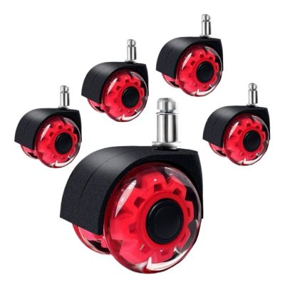4-Piece 2-Inch Red PU Dual-Wheel Casters