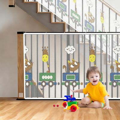 Stair Safety Net 110 x 230 cm, No-Drill, with Nylon Rope and Long Buckle Strap