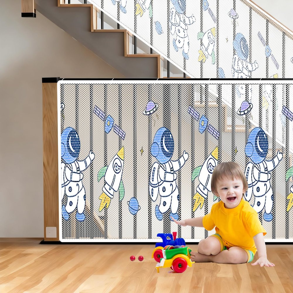 Stair Safety Net 125 x 500 cm, No-Drill, with Nylon Rope