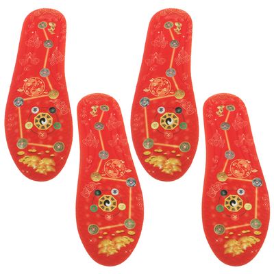 DECORNIJIA 2 Pairs Red Comfort Insoles with Seven-Planet Design, Cushioned and Breathable, Sizes 37–38