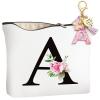 TUZELIYA Personalized Cosmetic Bag with Letter A Keychain view 1