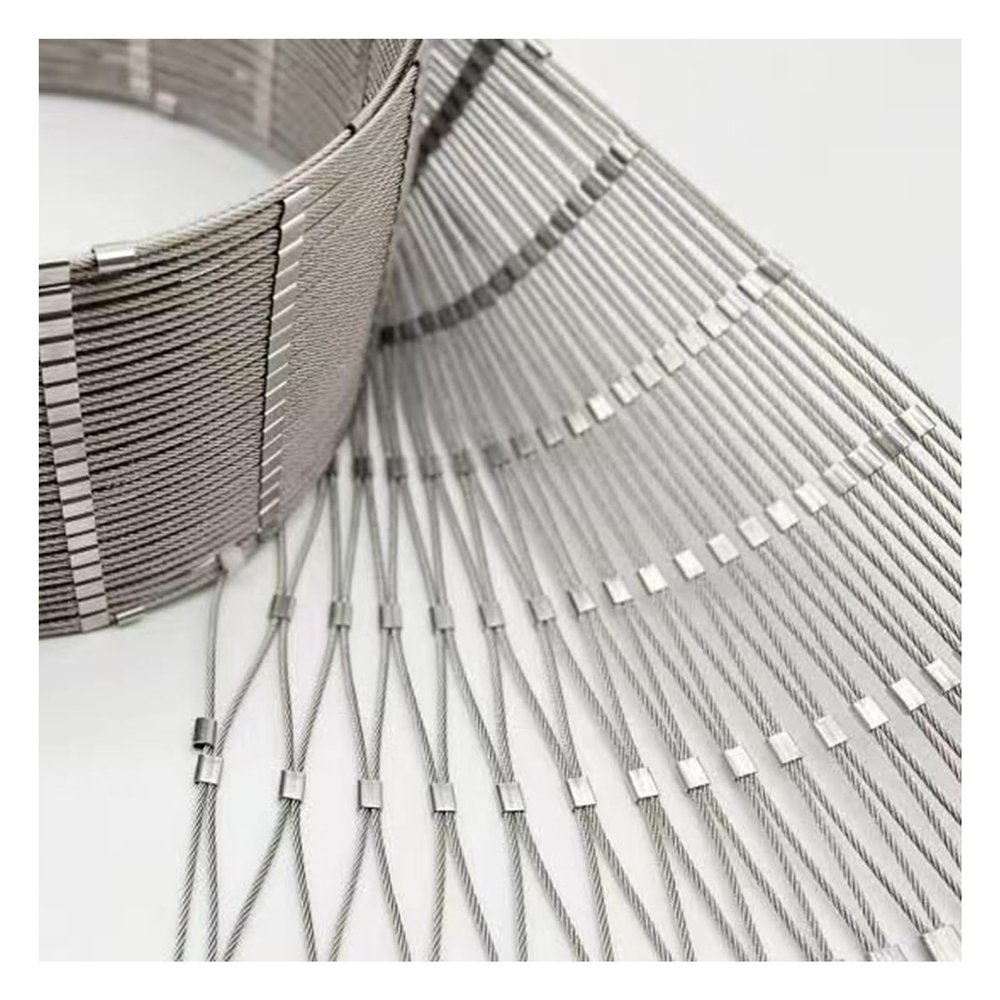 304 Stainless Steel Cable Mesh Safety Net for Balconies with Snap Buttons, L2.3 x W8 m / L7.54 x W26.24 f