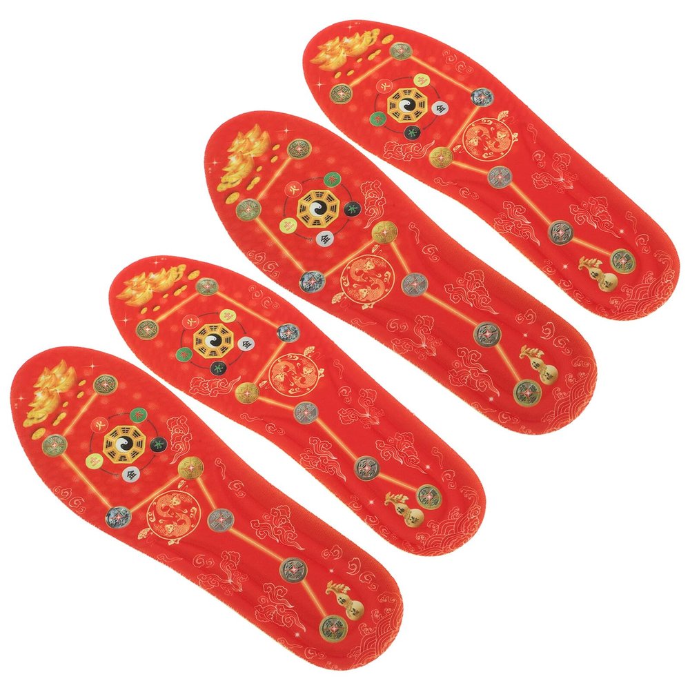 minkissy 2 Pairs Shock-Absorbing Red Insoles, Size 39–40, Breathable Comfort Shoe Inserts for Women and Men with Sweat-Absorbing Technology and Seven Planets Pattern