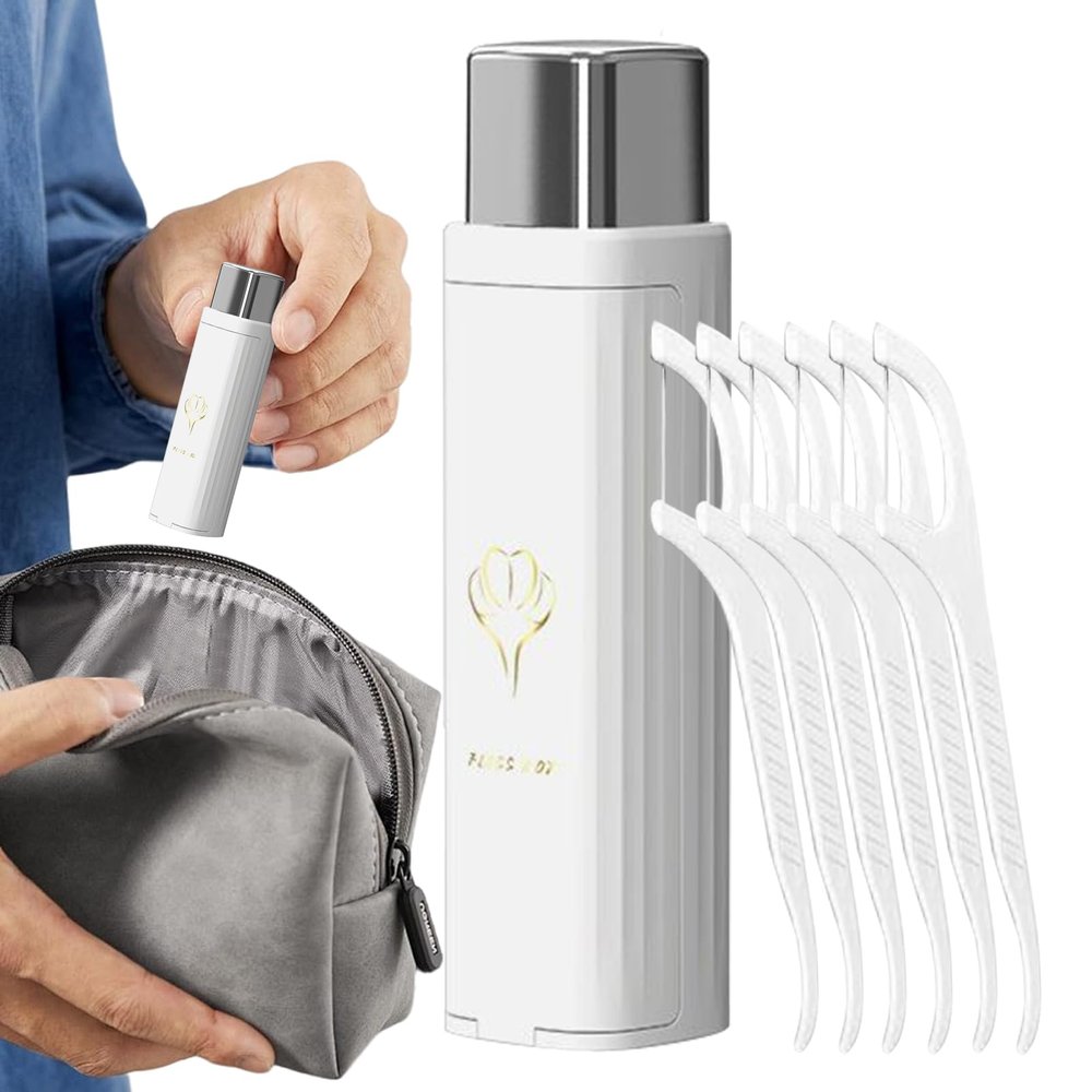 Portable Travel Floss Stick Case, Automatic Refillable, Compact
