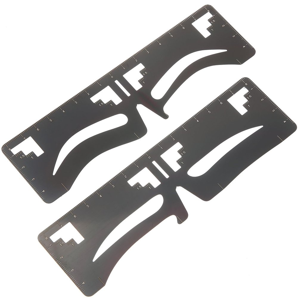 TOYANDONA 2-Piece Stainless Steel Eyebrow Ruler with 3-Point Positioning