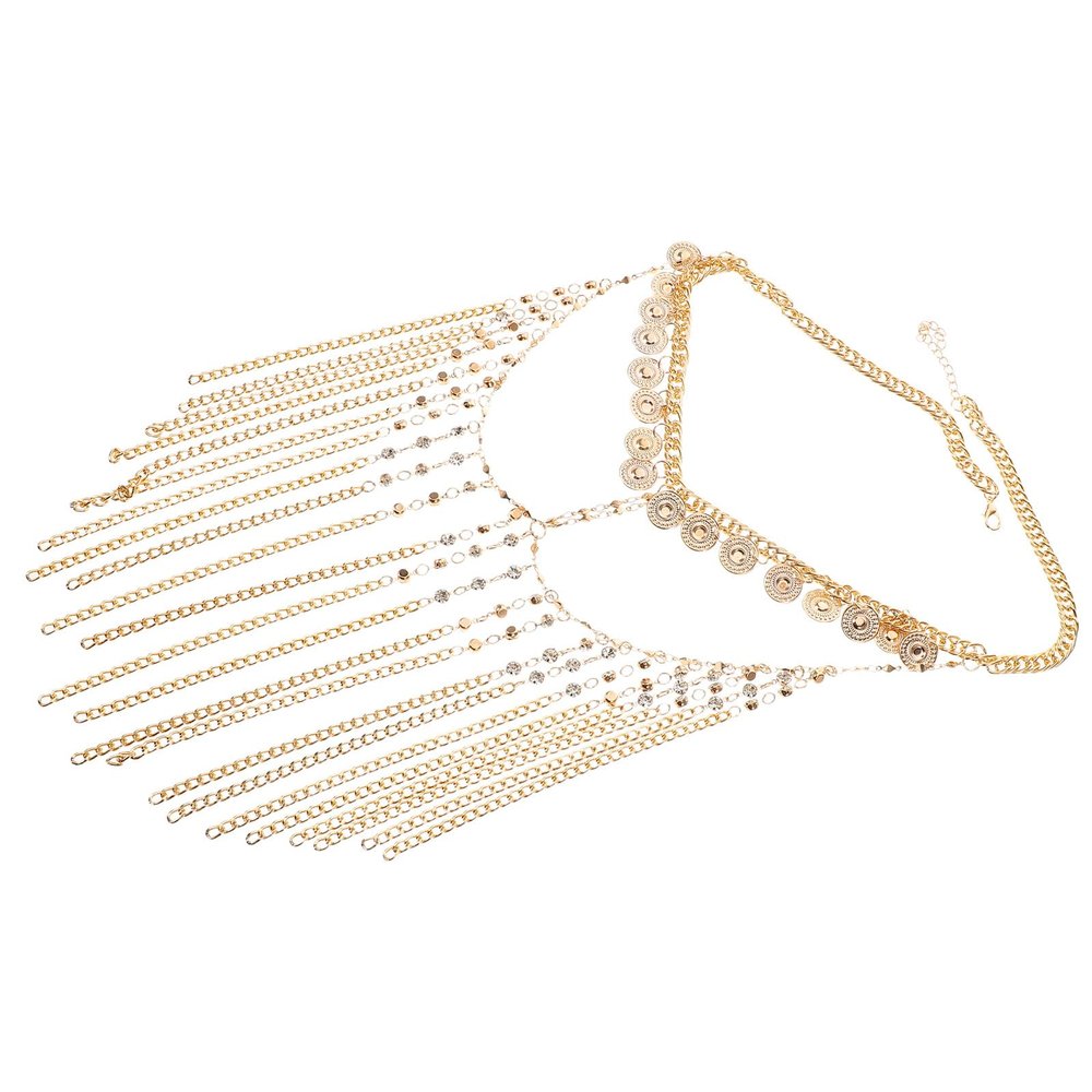 Gold Face Chain with Rhinestones for Women, Weddings and Parties