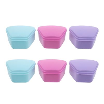 Gatuida 6-Piece Trapezoidal Denture Travel Case for Cleaning and Storage