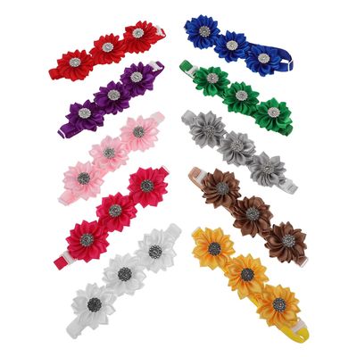 TOGEVAL 10-Pack Adjustable Floral Dog Collars with Bows