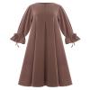 ODIZLI Women's Muslim Abaya Long-Sleeve Tie-Cuff Prayer Dress, Khaki, Medium view 1