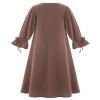 ODIZLI Women's Muslim Abaya Long-Sleeve Tie-Cuff Prayer Dress, Khaki, Medium view 2