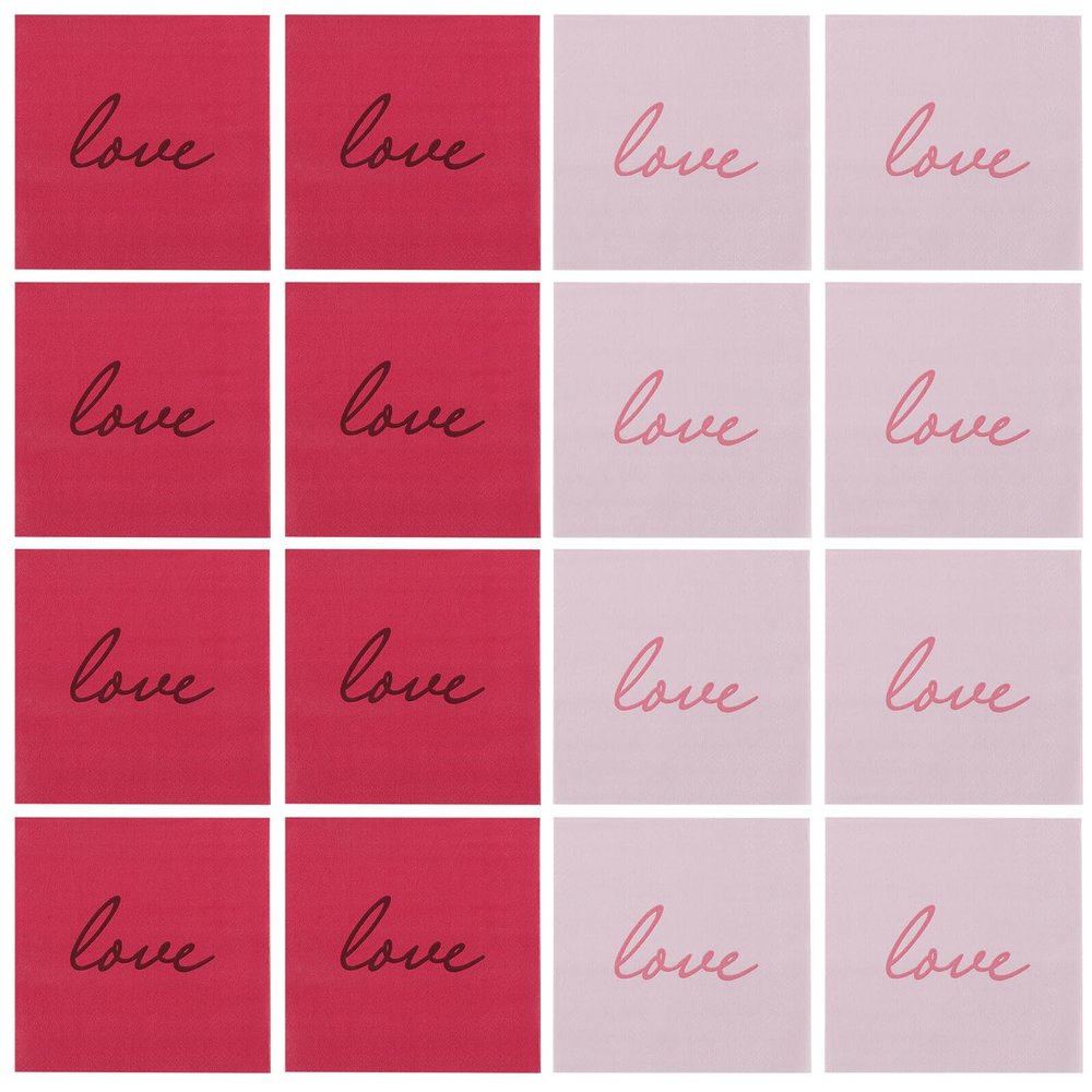 WATIIFUFU 80-Count Valentine's Day Paper Napkins, 2-Ply, Red and Pink