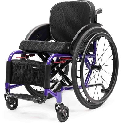 Portable Folding All-Terrain Ultralight Sport Wheelchair, Self-Propelled Manual, Purple A, 42 cm/16.5 in Seat