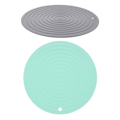 Parliky 2-Pack Silicone Pet Feeding Mats, Gray and Green, Non-Slip, Heat-Resistant, Food-Grade, Reusable