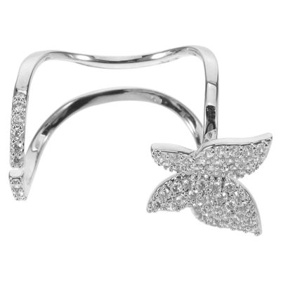 Healvian Rhinestone Butterfly Metal Fingernail Ring
