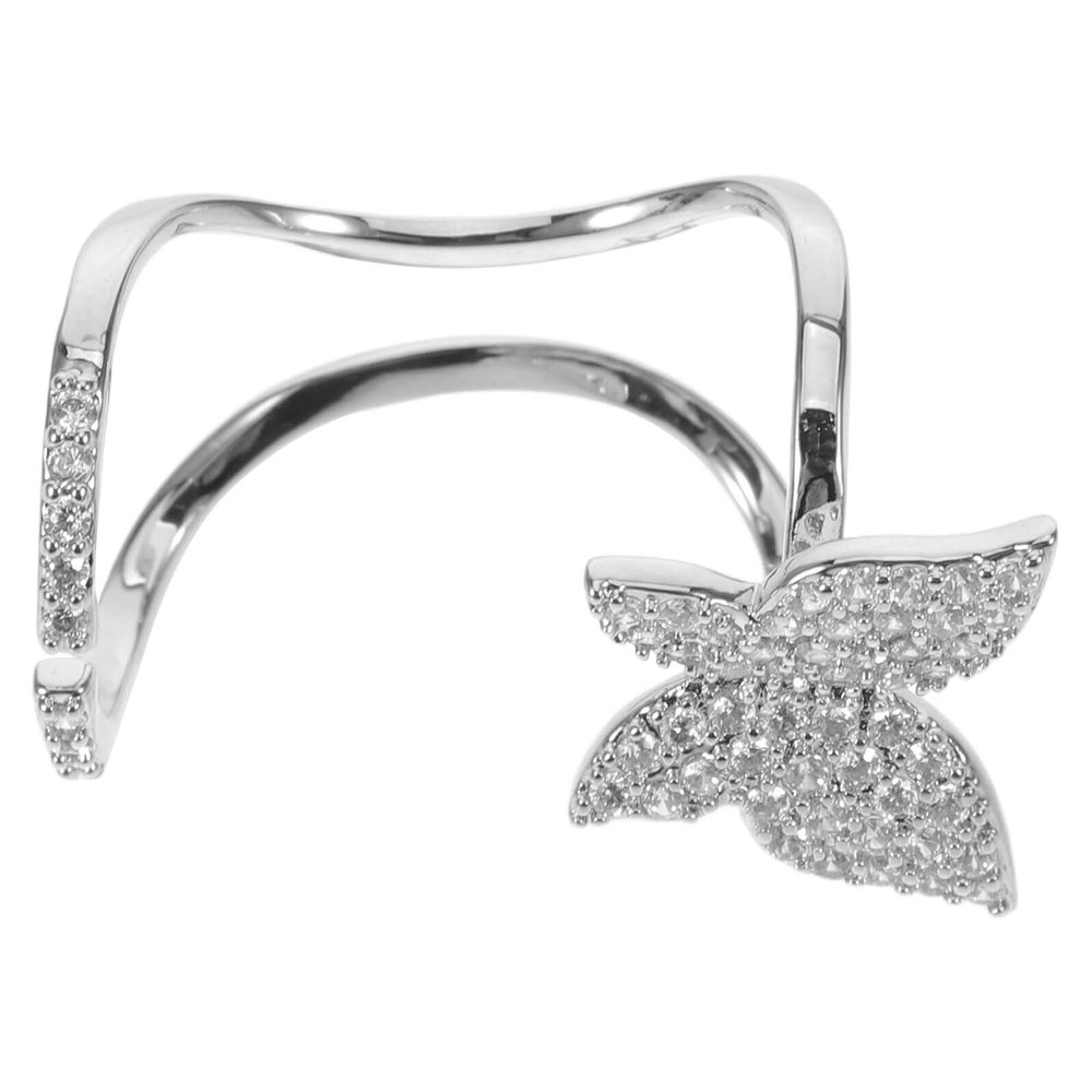 Healvian Rhinestone Butterfly Metal Fingernail Ring