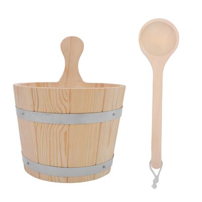 Homoyoyo 5 L Sauna Bucket and Wooden Ladle with Ergonomic Handle