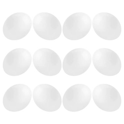 12 Artificial Plastic Bird Eggs, White, for Canaries