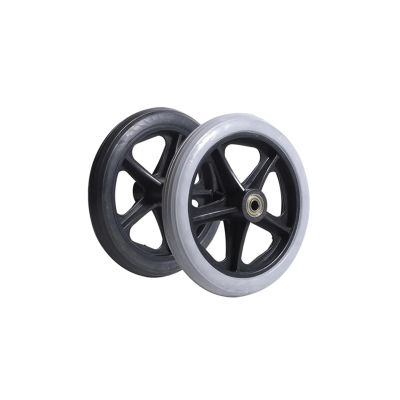 1/2 Pcs 6/7/8-Inch Replacement Wheels for Wheelchairs, Rollators, Walkers and Chairs, Solid Rubber Casters (2 Pcs, 7-Inch, Gray)