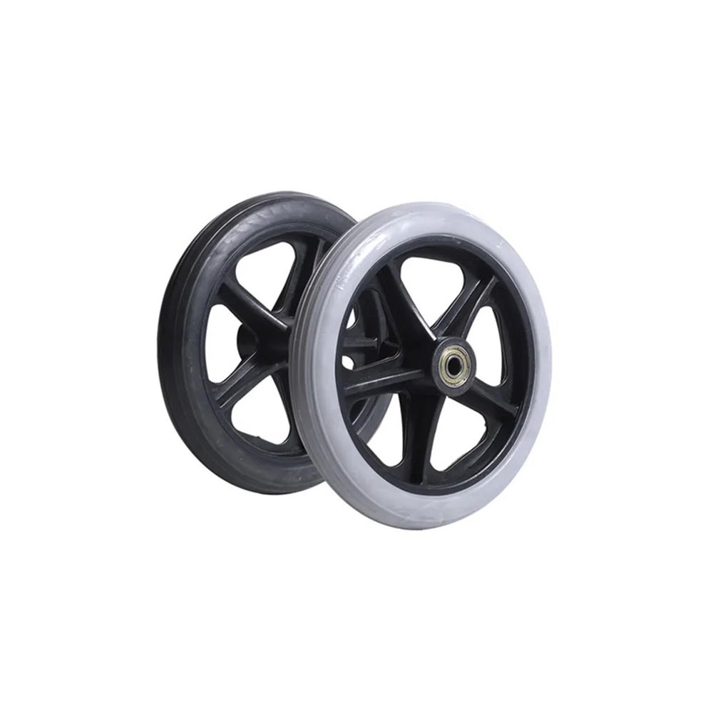 1/2 Pcs 6/7/8-Inch Replacement Wheels for Wheelchairs, Rollators, Walkers and Chairs, Solid Rubber Casters (2 Pcs, 7-Inch, Gray)