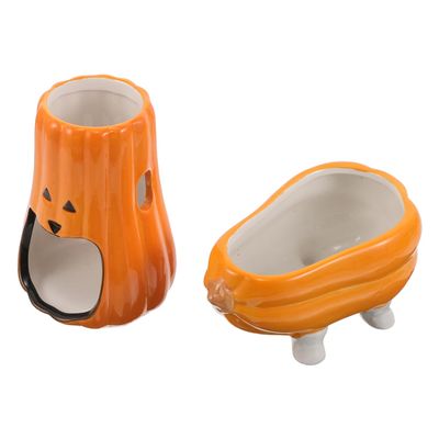 VALICLUD Hamster Water Bottle with Ceramic Holder and Pumpkin-Shaped Food Bowl