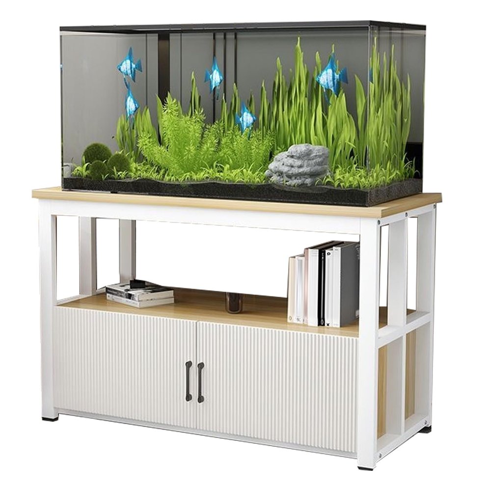 WPWSDWMX Aquarium Stand, 800 Kg Capacity, Open Shelf and Cabinet, Modern Terrarium Stand (Yellow, 90x50x70cm)