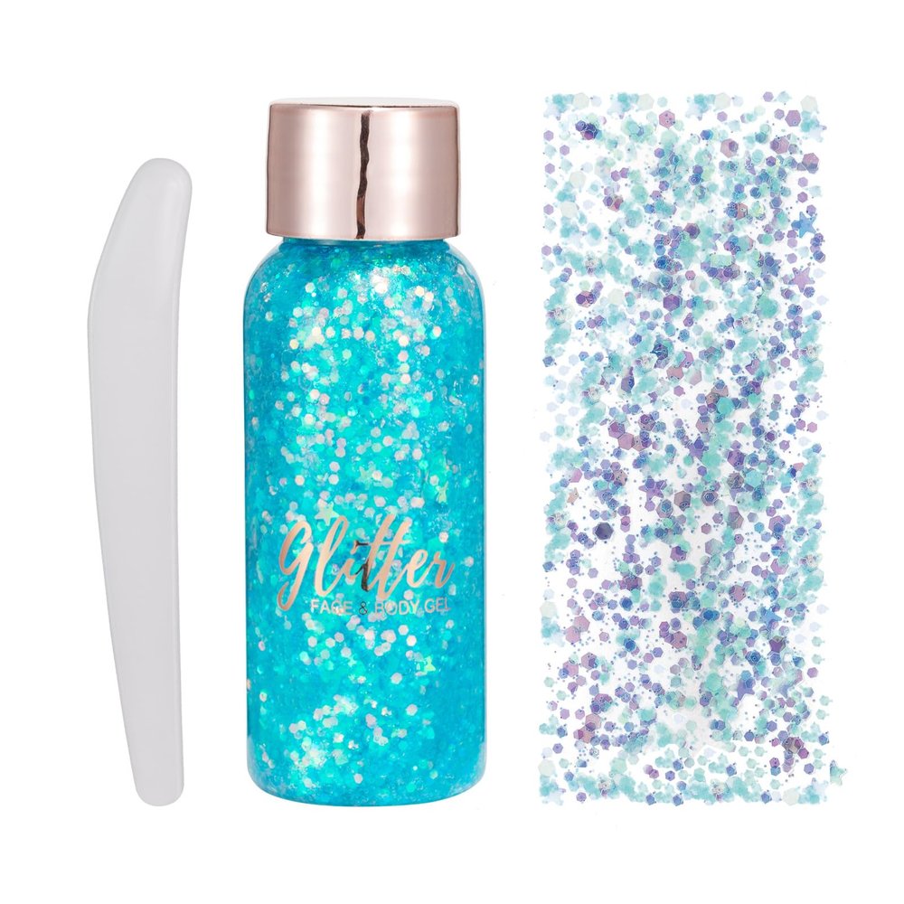 EONFAVE Body Glitter Gel, Blue Chunky Glitter for Face, Body, Hair and Clothing